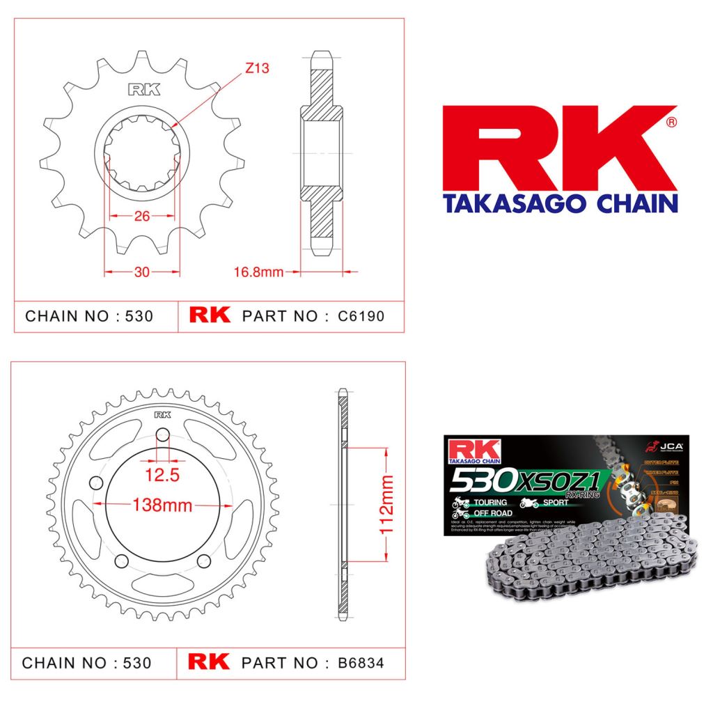 Honda Cb 900 F Hornet Rk X Ring Zincir Disli Set 530 Xso 16 43t