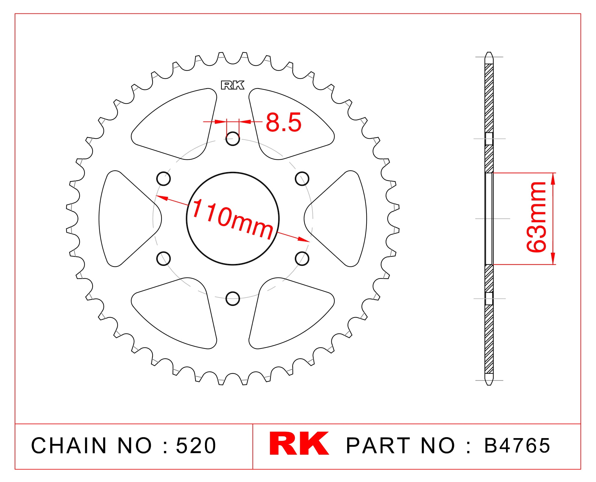 RK Çelik Arka Dişli B4765-45 