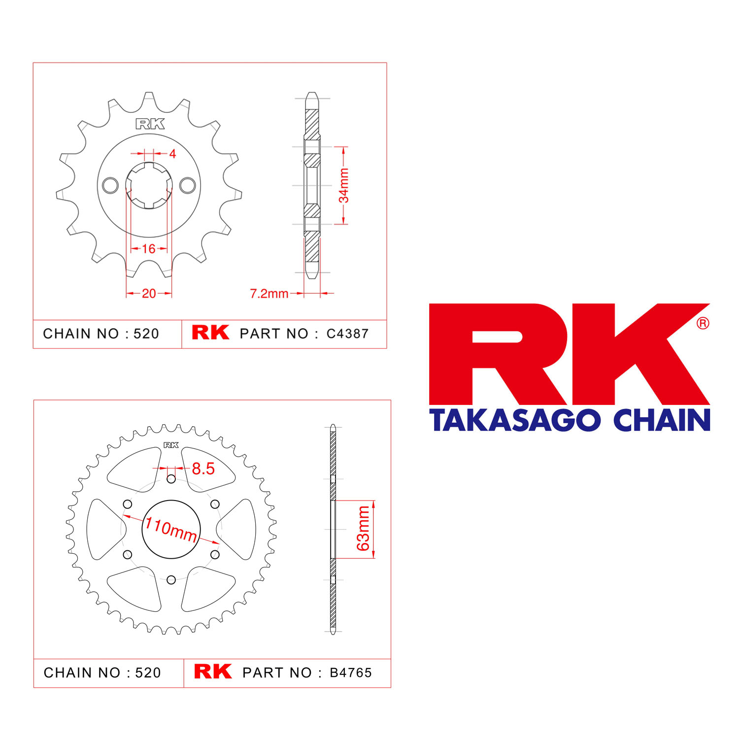 Rk Ön Arka Dişli 520 - 14/45 T