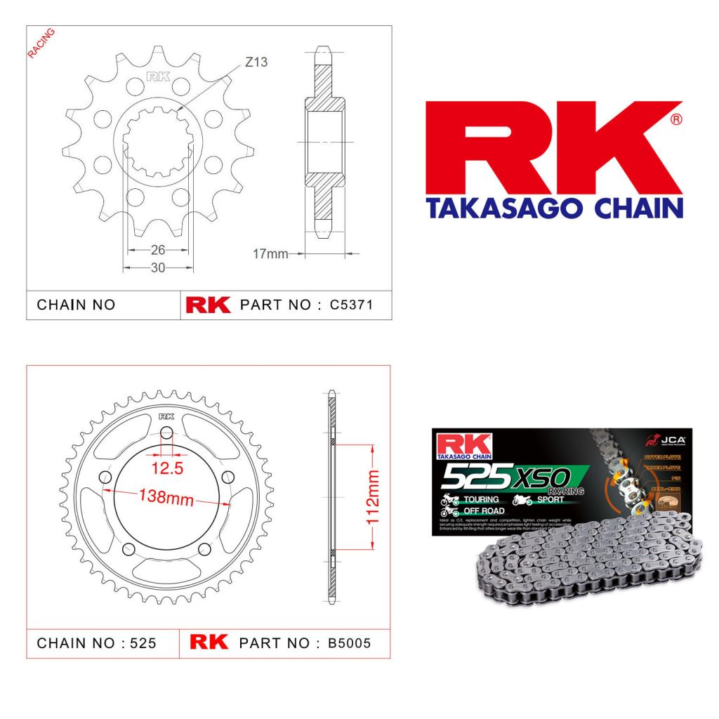 Rk X-ring Zincir Dişli Set 525 XSO-16/47T