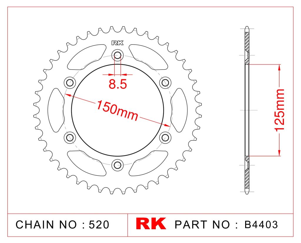 Rk Çelik Arka Dişli B4403-52 